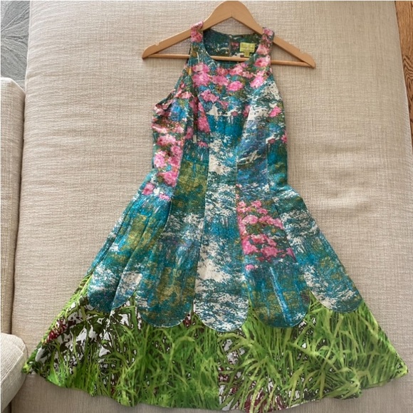 TRACY REESE REVISITED IMPRESSIONIST 4 ANTHROPOLOGIE INTO THE GARDEN DRESS - Picture 5 of 16